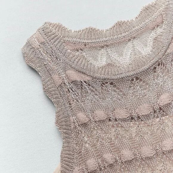 ZARA CROCHET METALLIC THREAD KNIT DRESS LIMITED EDITION - Picture 13 of 14